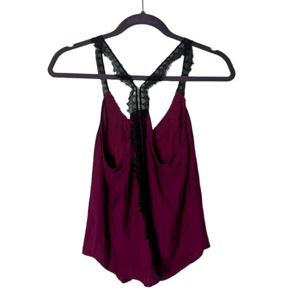 Twelfth Street by Cynthia Vincent Pink Tank Top | Size S | Black Lace Trim - Picture 2 of 4